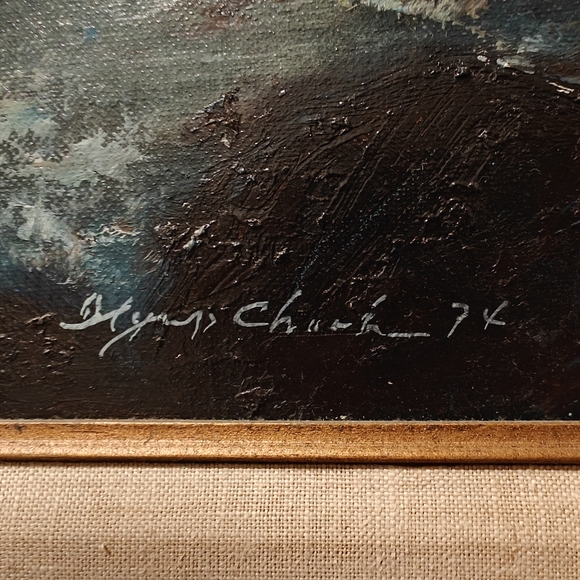 Painting Seascape Framed Signed Korean Artist Ilyeop Chooh 1970s Vintage Surf - Picture 3 of 5